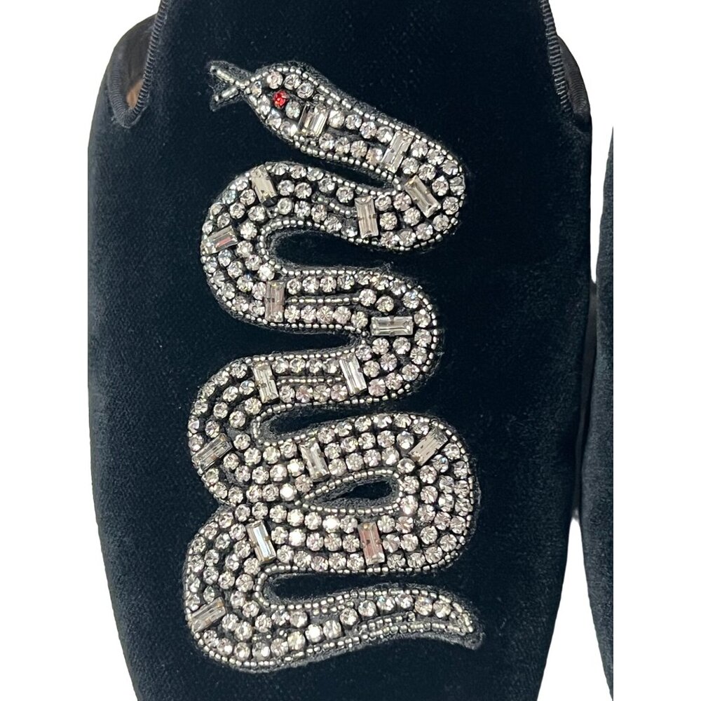 GUCCI Lawrence Princetown Slides Mules Snake Black Velvet Women's Size 37.5 Exce - Picture 5 of 12